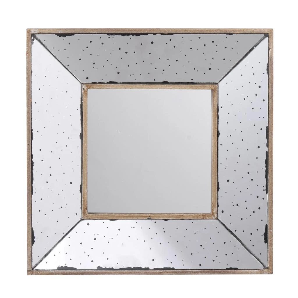 Hivvago Joe 12 Inch Square Wall Mirror, 3 Dimensional, Speckled Off White and Brown