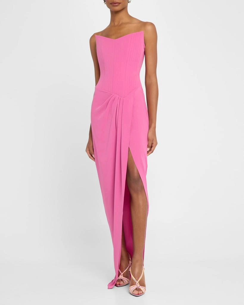 Alex Perry Strapless Corset Asymmetric Crepe Gown 2