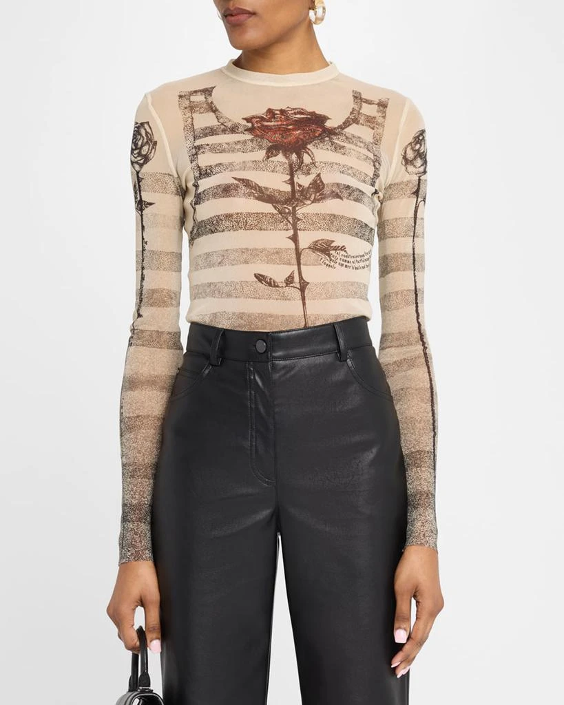 Jean Paul Gaultier Tattoo Mariniere Mesh Long-Sleeve Top 4