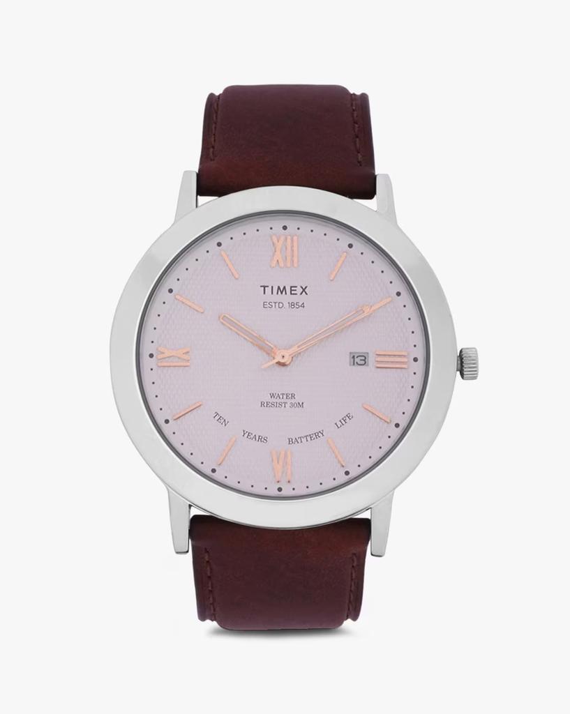 Timex Dress Leather 10 Year Battery Watch