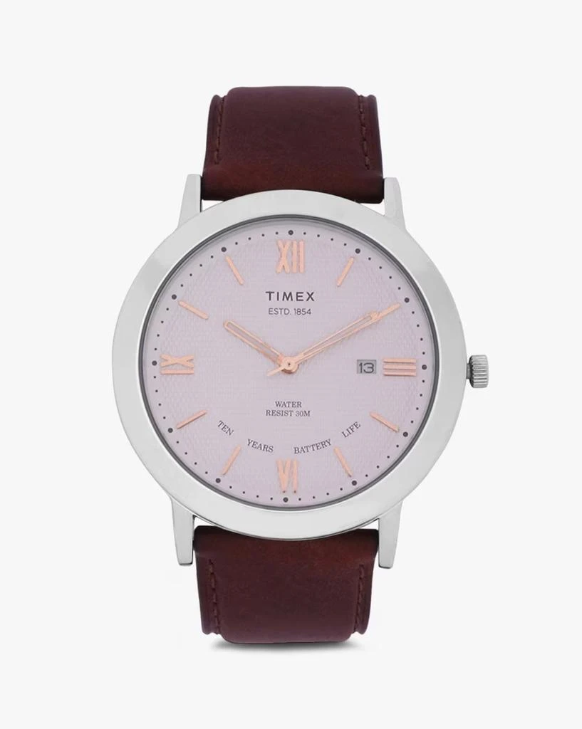 Timex Dress Leather 10 Year Battery Watch 1