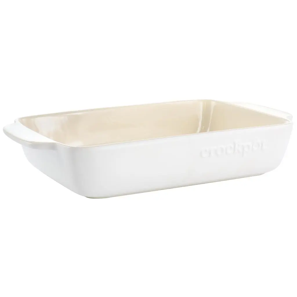Crock-pot Artisan 4 Quart Rectangular Stoneware Bake Pan in Cream