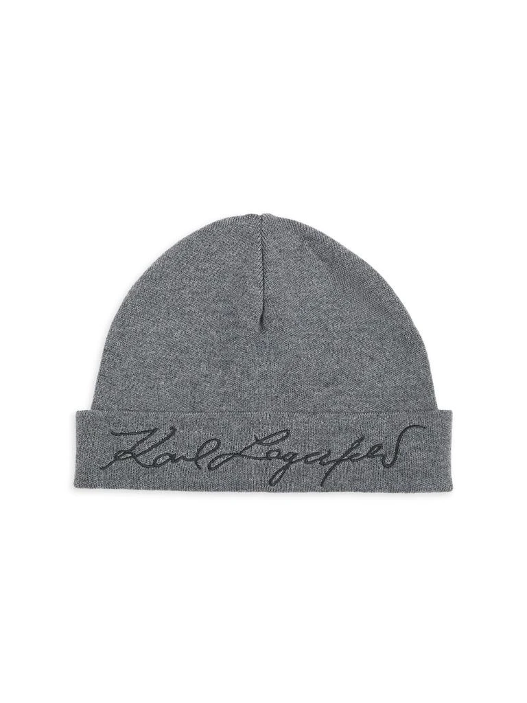 Karl Lagerfeld Paris | Stretch‑Wool Logo Beanie | Black & White | One Size Karl Lagerfeld Paris Wool Blend Beanie Black NWT Unisex | eBay main image 4
