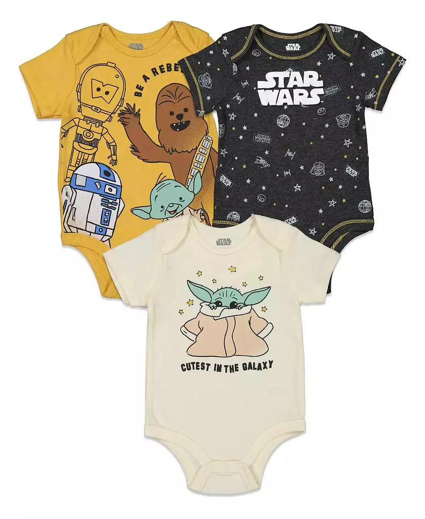 Star Wars Baby Boys Yoda R2-D2 Chewbacca 3 Pack Bodysuits
