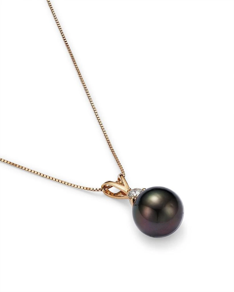 Bloomingdale's Fine Collection Tahitian Black Cultured Pearl & Diamond Pendant Necklace in 14K Yellow Gold, 18" - Exclusive 3