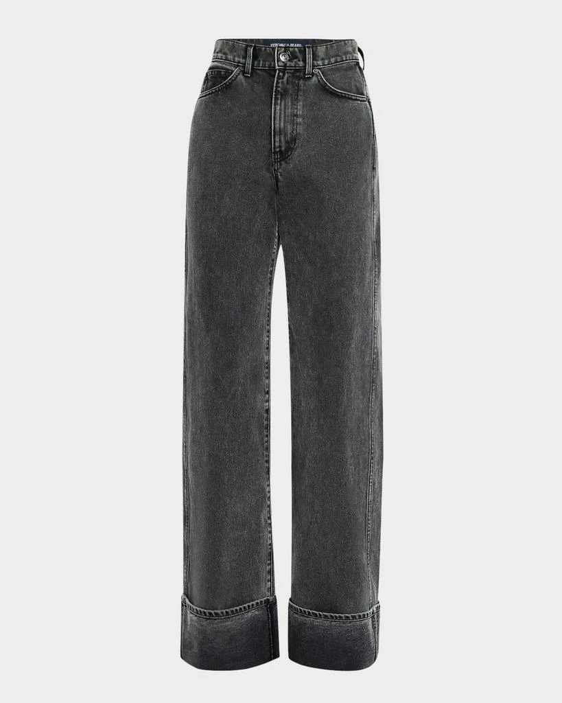 VERONICA BEARD Taylor High-Rise Wide Cuffed Jeans 1