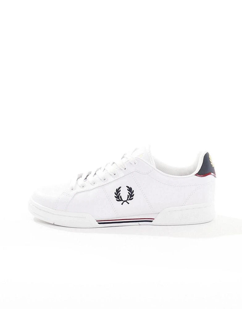 Fred Perry Fred Perry leather logo trainers in white & navy 2
