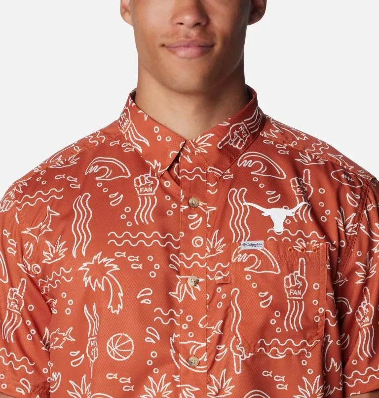Columbia Columbia Men's Collegiate PFG Super Slack Tide  Shirt - Texas- 4