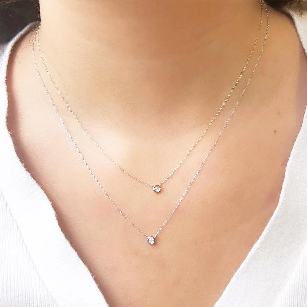 The Lovery Diamond Single Bezel Necklace 2