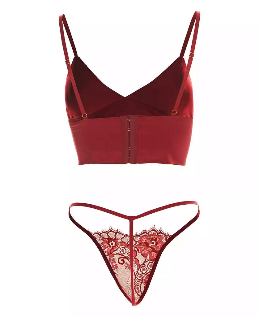 Memoi Women's Celine Lace 3 Piece Lingerie Set 4