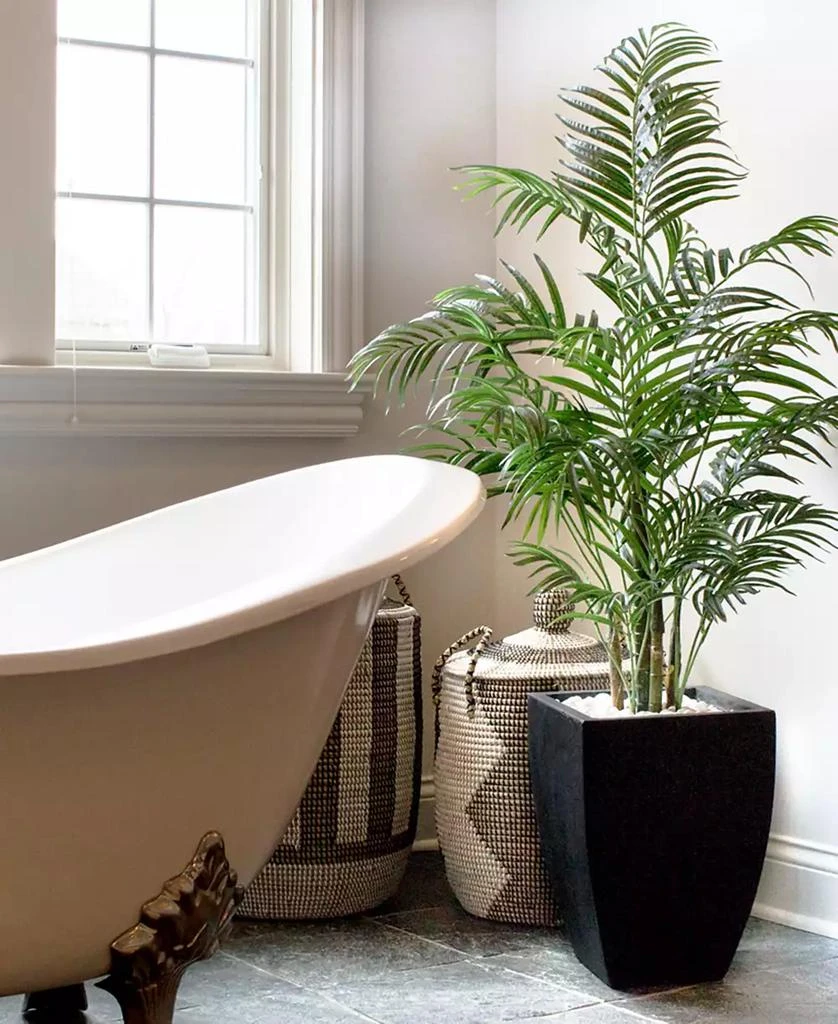 NEARLY NATURAL 4.5
 Areca Palm UV-Resistant Indoor/Outdoor Artificial Tree in Black-Washed Planter 5