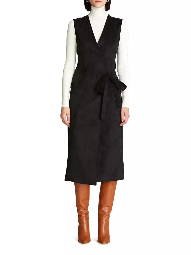 Halston Paulina Faux Suede Wrap Dress 3