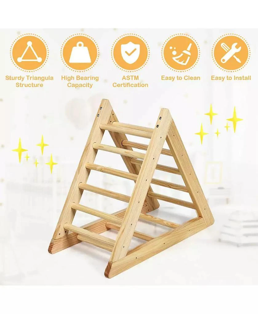 SKONYON kids Wooden Triangle Climber for Toddler Step Training 7