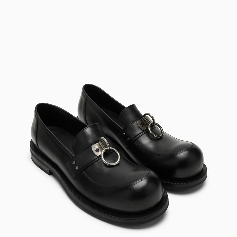 Martine Rose Black leather loafer with ring detail