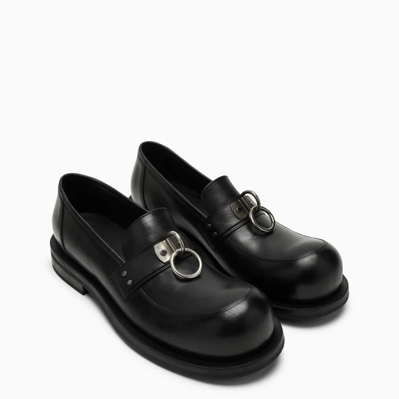 Martine Rose Black leather loafer with ring detail 3