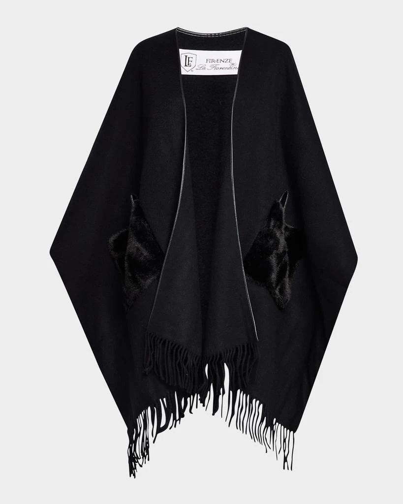 La Fiorentina Ruana Shawl W/ Faux Fur Trim 1