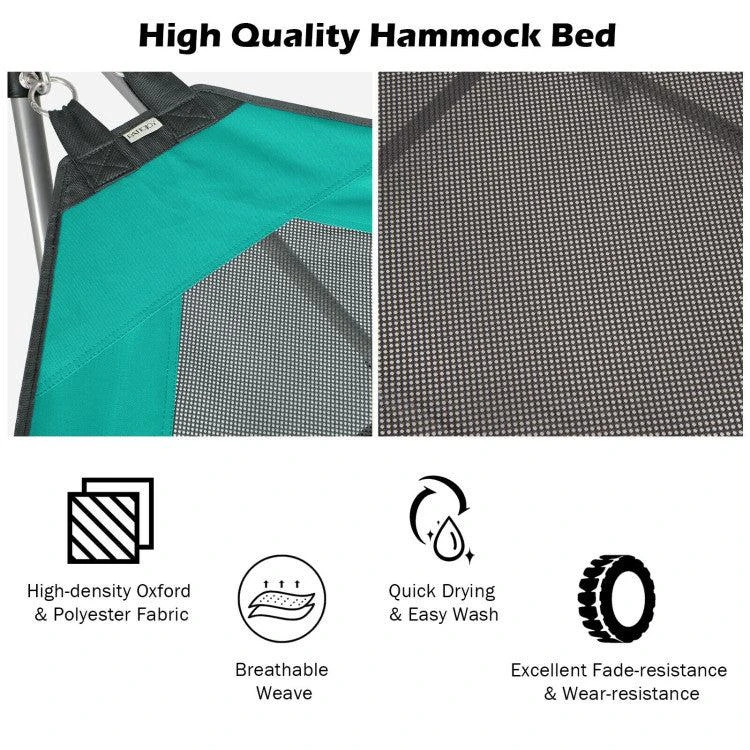 Hivvago Portable Folding Hammock with Hammock Stand-Turquoise 3