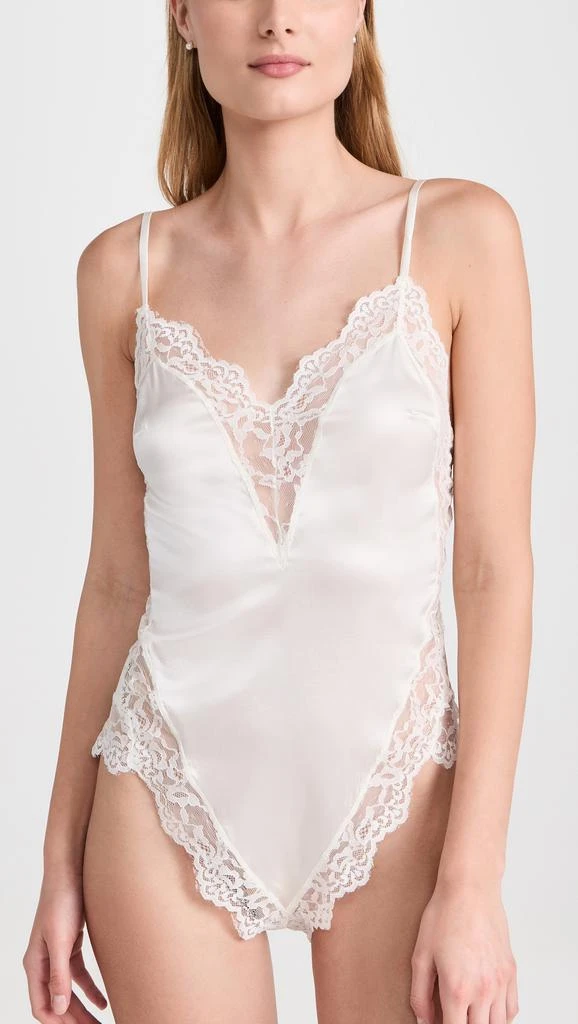 Fleur du Mal Venus Lace Trim Silk Thong Teddy 1