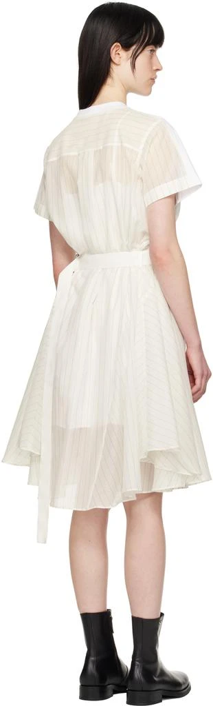 Sacai Off-White Spun Organza & Cotton Jersey Midi Dress 3