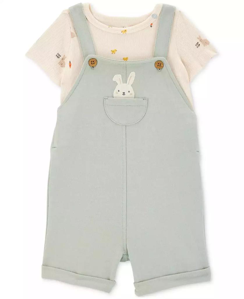 Carter's Baby Girls 2-Pc. T-Shirt & Bunny Shortall Set