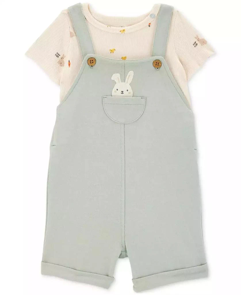 Carter's Baby Girls 2-Pc. T-Shirt & Bunny Shortall Set 1