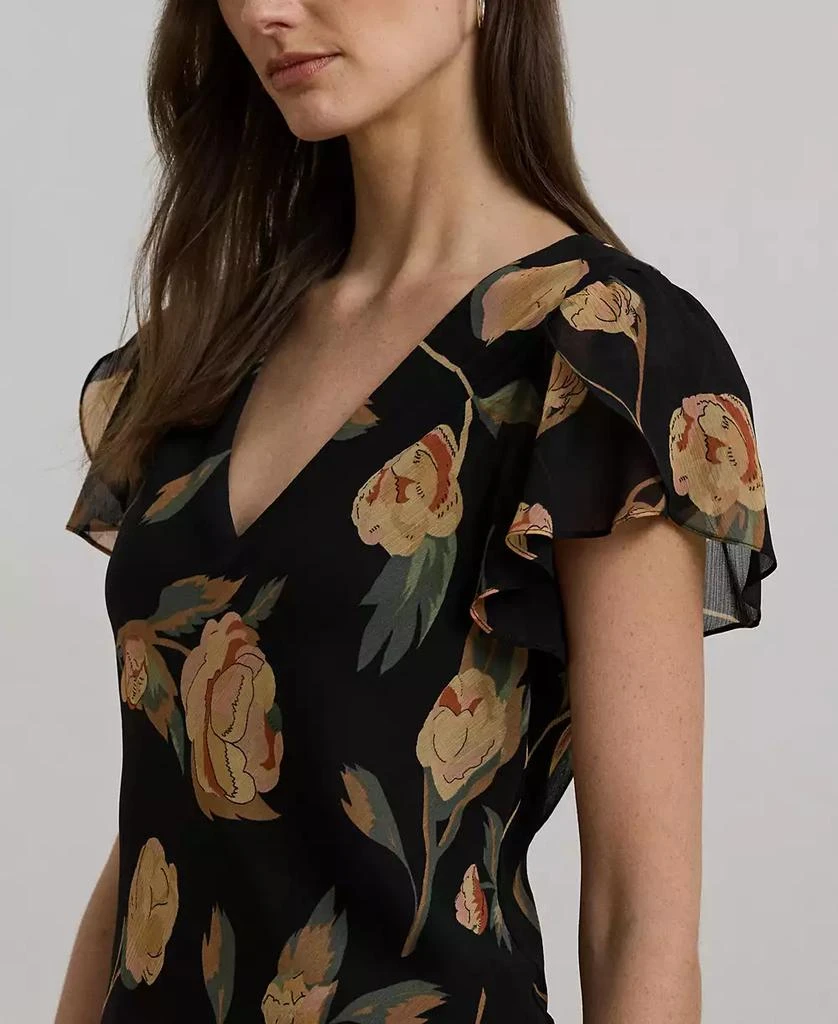 v neck floral drop waist dress White Floral Print Drop Waist Dress | Women's Clothing main image 1