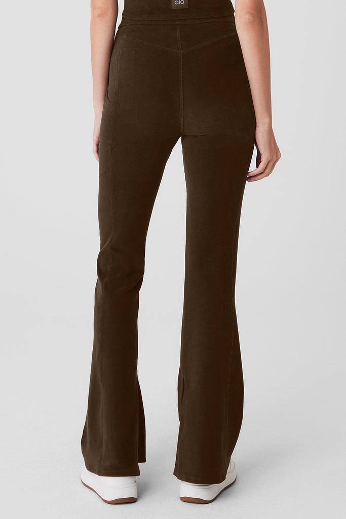 Alo Yoga Micro Corduroy High-Waist Winter Break Flare Pant - Espresso