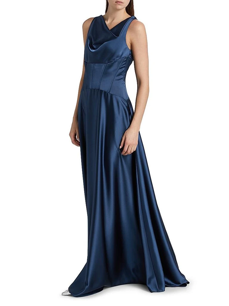 Amsale Satin Cowl Neck Gown 4