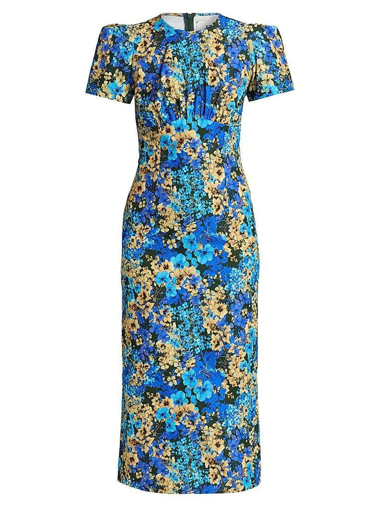 slim fit dress slacks RENT Kika Vargas Green Caroline dahlia-print taffeta mini dress (RRP 585)