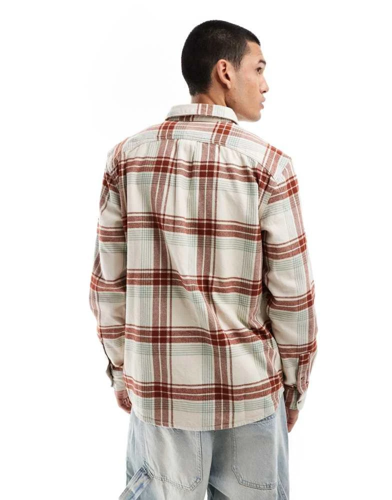 LEE Lee Riveted check flannel shirt relaxed fit in off white 4
