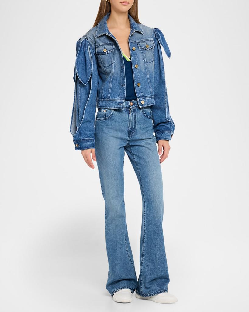 Gabriela Hearst Briella Tie Slit-Sleeve Denim Jacket