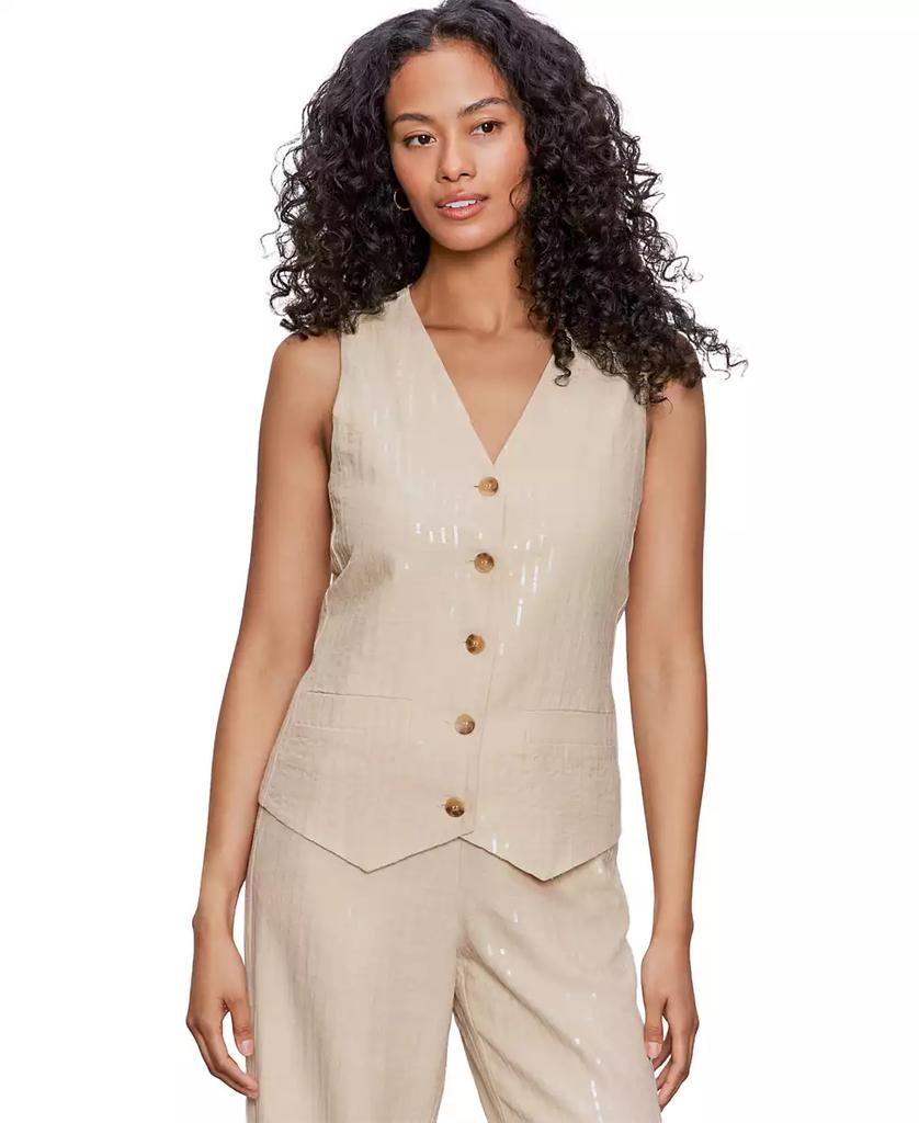 Sanctuary Women's Sequin Stripe Button-Front Vest