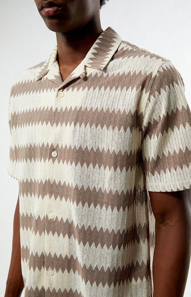 PacSun Brown & Cream Textured Oversized Resort Camp Shirt