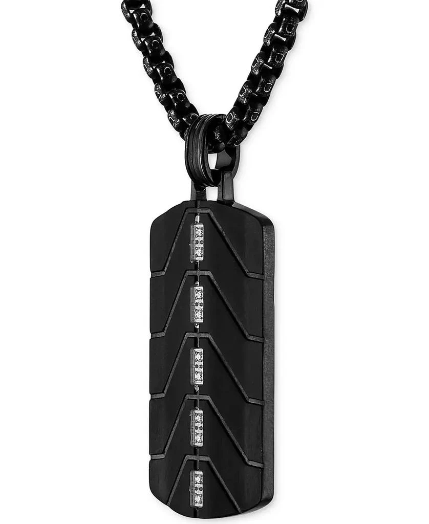 Esquire Men's Jewelry Diamond Dog Tag 22" Pendant Necklace (1/20 ct. t.w.) in Black Ion-Plated Stainless Steel 3