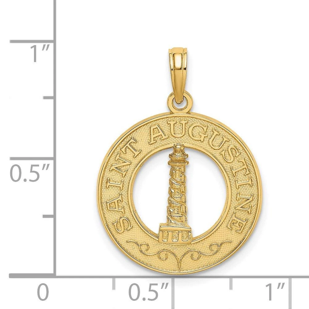 Diamond2Deal 14k Yellow Gold SAINT AUGUSTINE Lighthouse Circle Charm 3