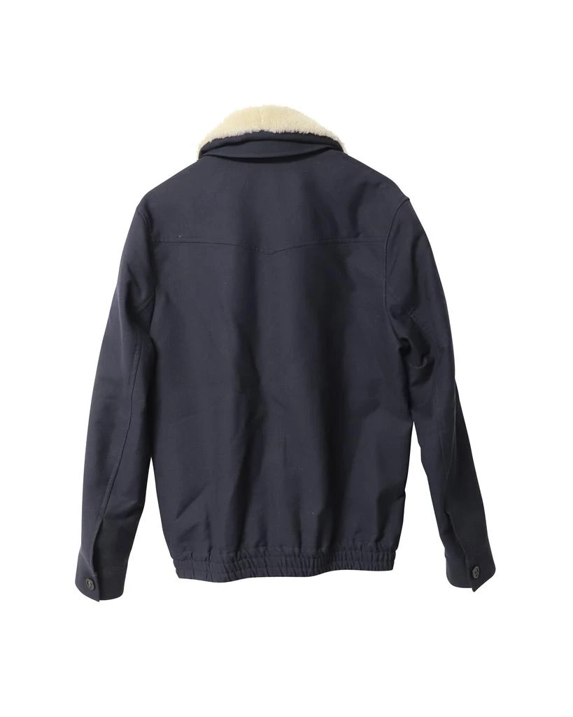 A.P.C. A.P.C Shearling Collar Blouson Jacket in Navy Blue Wool 2