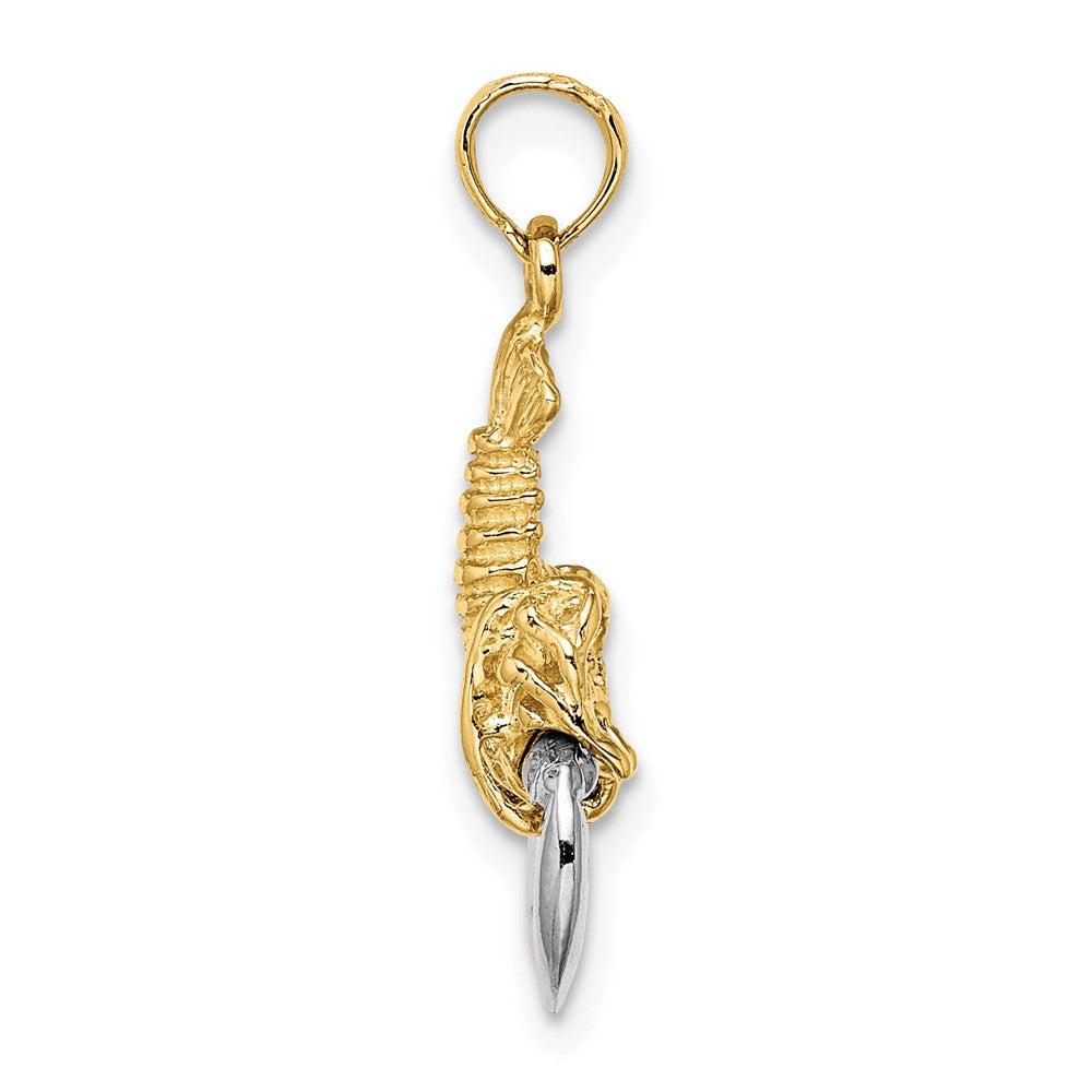 Diamond2Deal 10k Yellow Gold Rhodium 2-D Moveable Lobster Charm Pendant