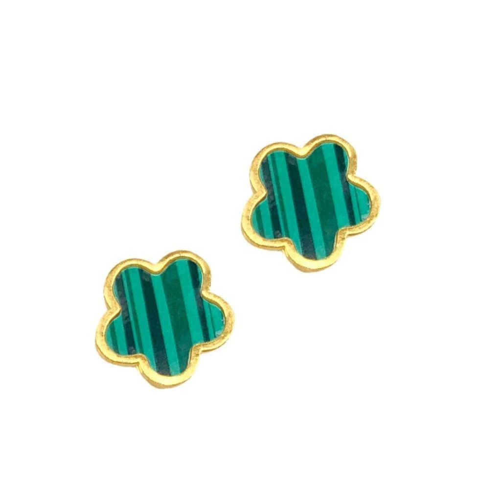 ADORNIA 14k Gold Plated Green Clover Stud Earrings 3