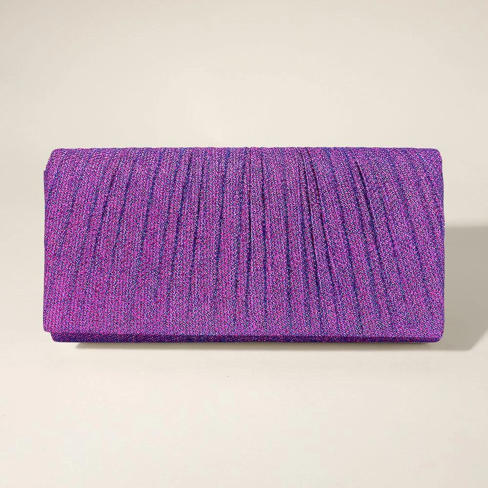 FASHNZFAB Pleated Shimmery Evening Clutch / Crossbody Bag