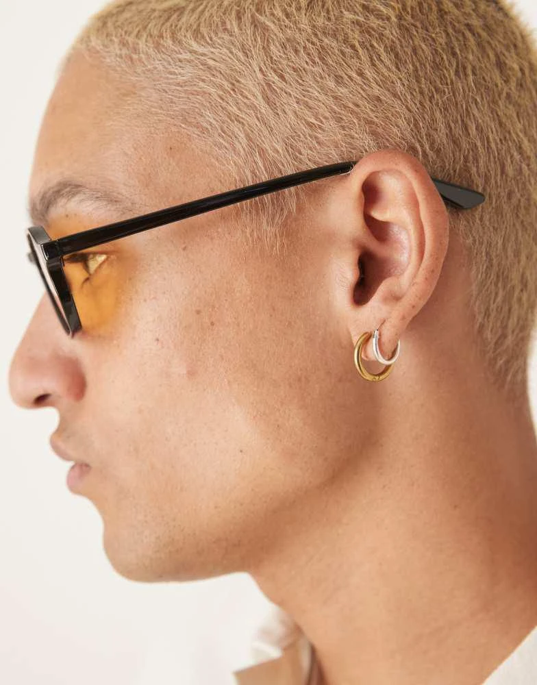 ASOS ASOS DESIGN round sunglasses with black frame and amber lens 3