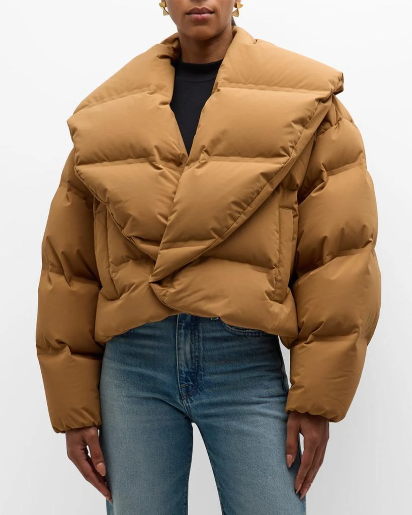 shawl collar puffer jacket