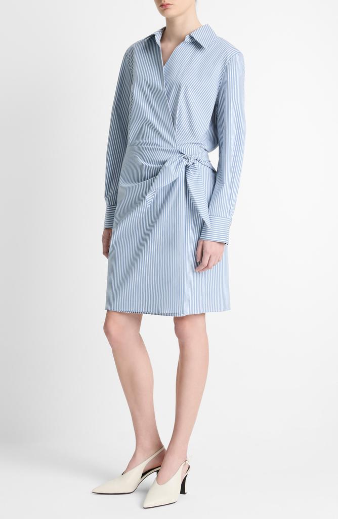 Vince Furrow Stripe Long Sleeve Wrap Shirtdress