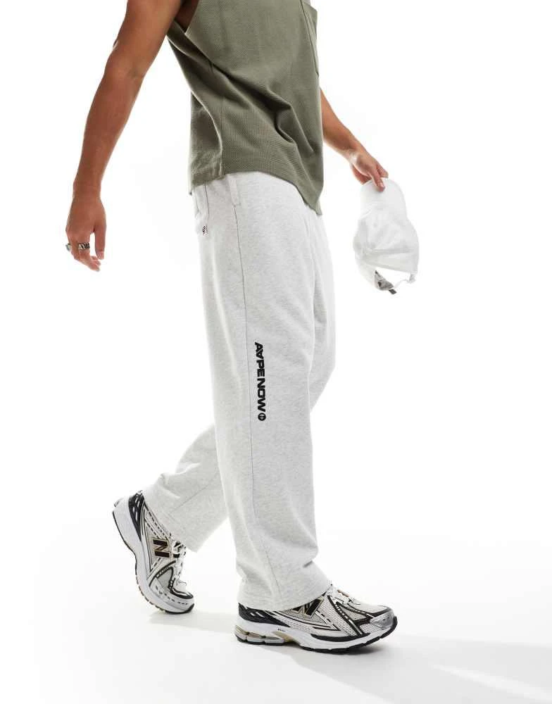 AAPE Aape By A Bathing Ape logo tapered joggers in grey marl 1