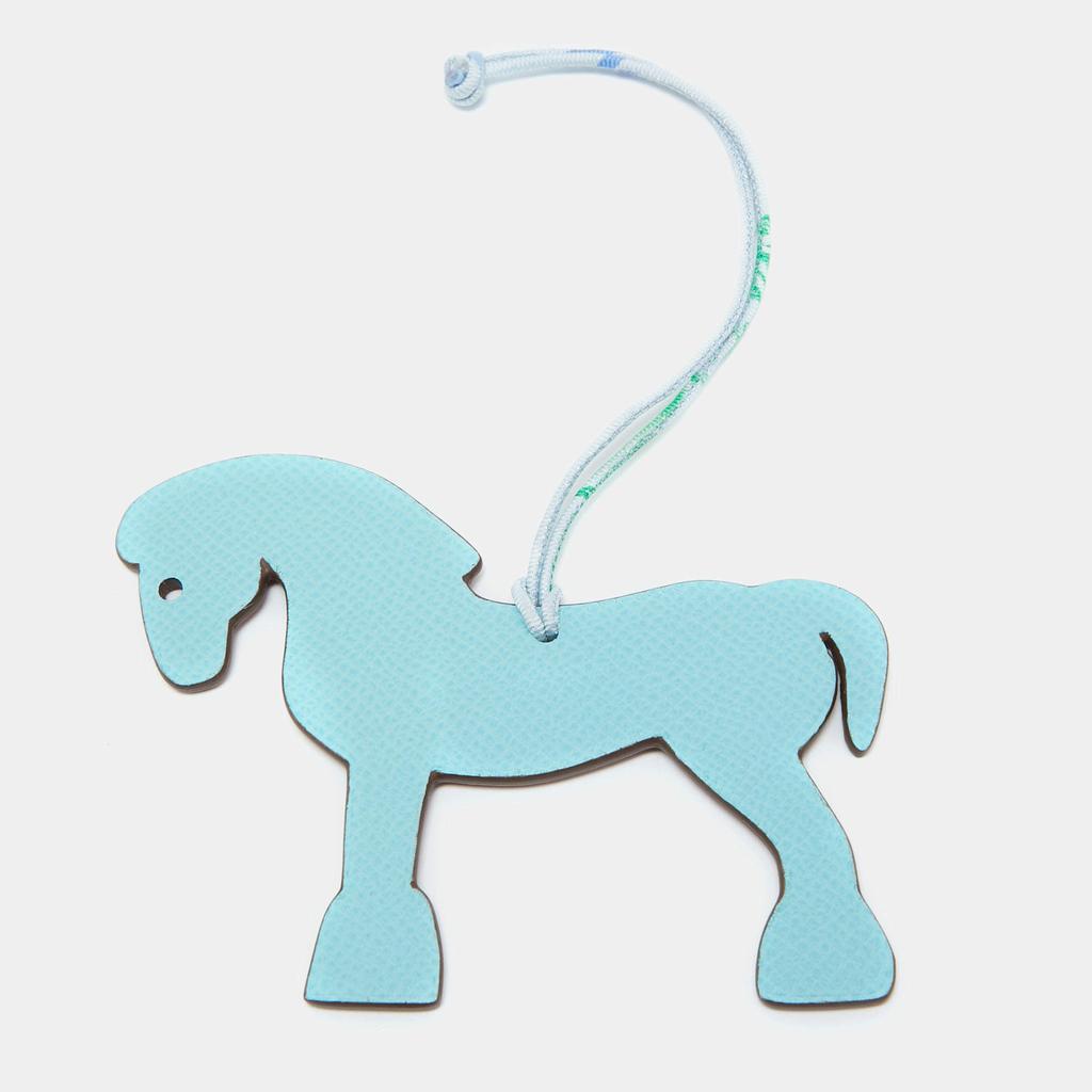 Hermes Hermès Bleu du Nord/Rouge de Coeur Epsom and Togo Leather Petit H Hermy Horse Bag Charm