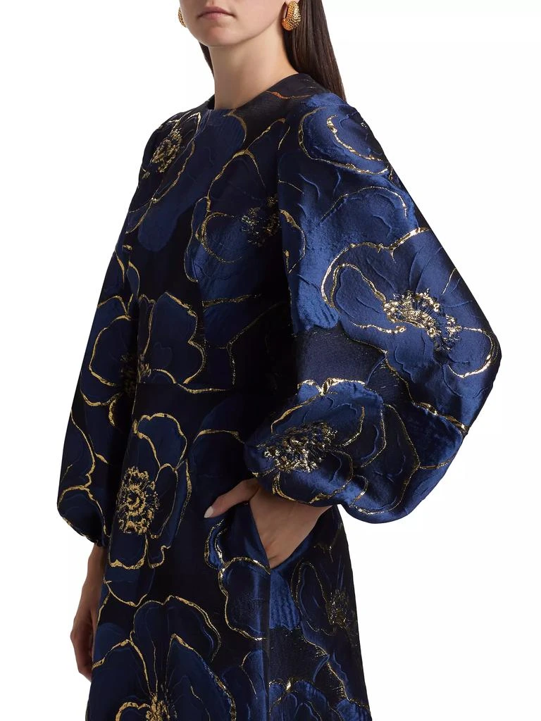 REEM ACRA Brocade Puff-Sleeve Kaftan Gown 6