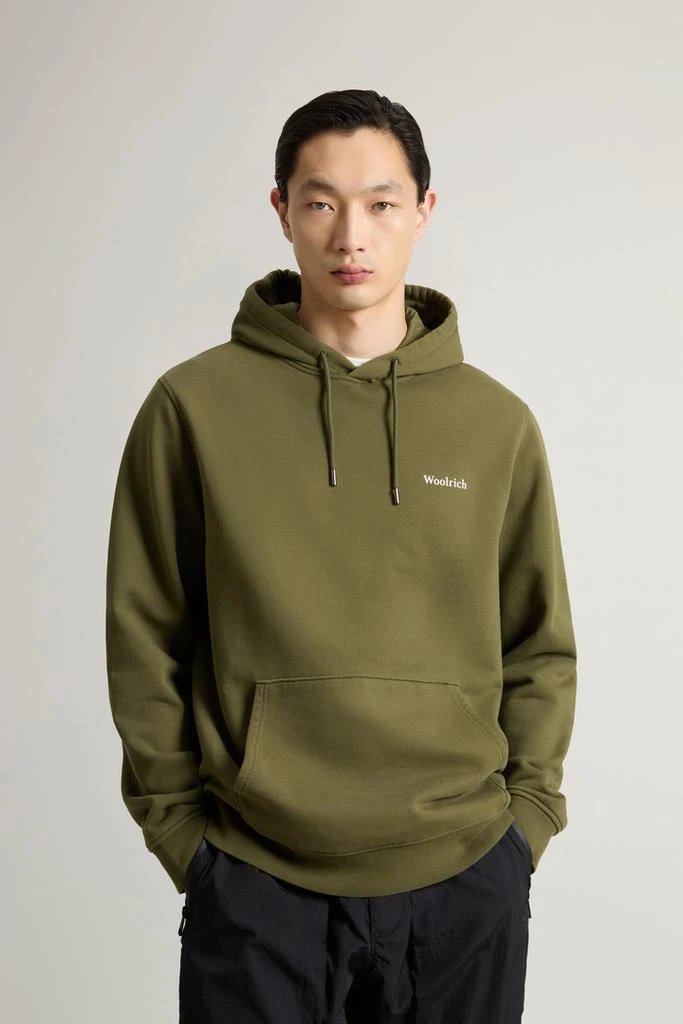Woolrich Pure Cotton Hoodie with Back Print - Men - Blue 1