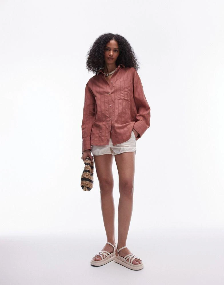 Topshop Topshop beach long sleeve shirt in blush 2