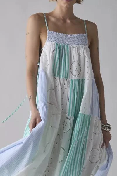 BDG BDG Dakota Side-Tie Patchwork Cotton Midi Dress 4