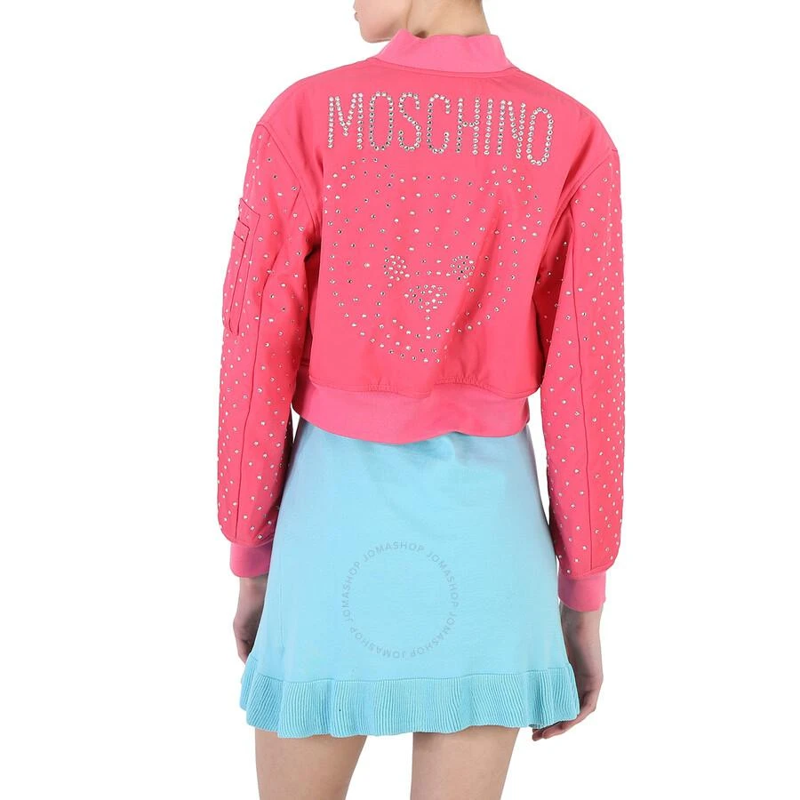 Moschino Ladies Fuschia Pink Crystal Detail Bomber Jacket 3