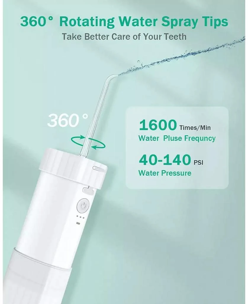 HEATDAZ Portable Water Flosser - 4 Nozzle Types, 3 Modes, IPX7 Waterproof, 1100mAh Battery, Essential for Travel Oral Care 4